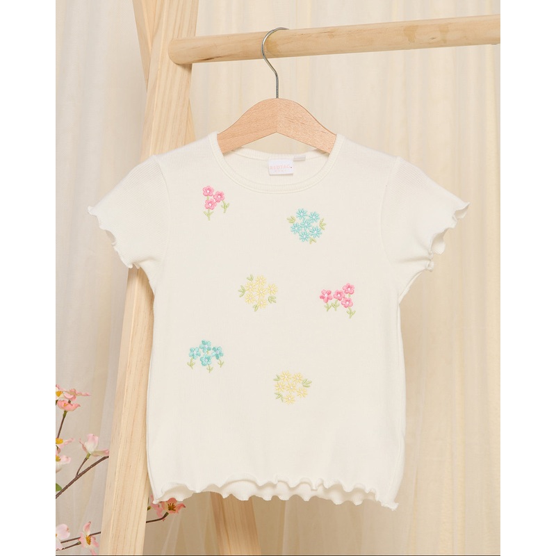 Infant Girls Ivory Embroidered T-Shirt
