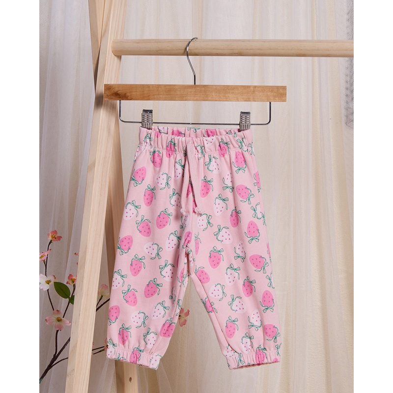Infant Girls Pink Printed Joggers