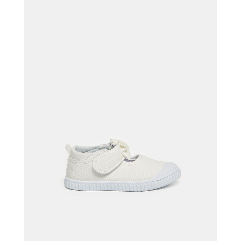 Infant Girls White Bow Strap Sneaker