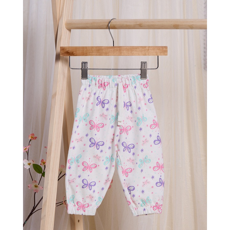Infant Girls White Printed Joggers