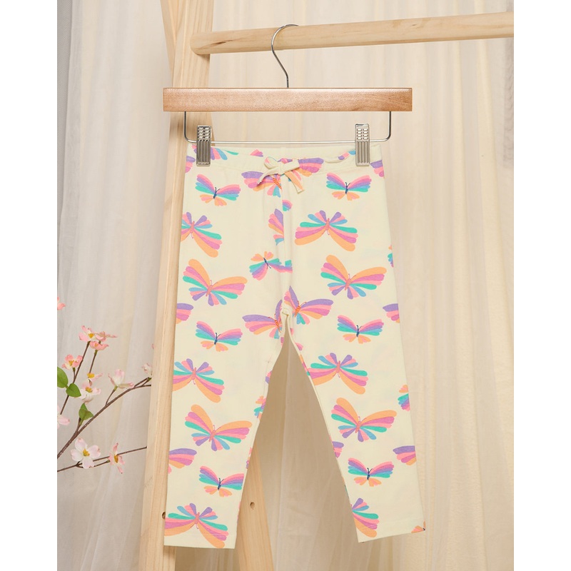 Infant Girls Yellow Bow Print Leggings