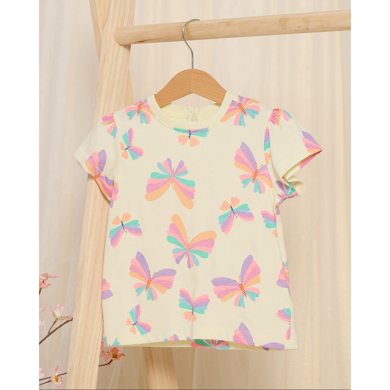 Infant Girls Yellow Bow Print T-Shirt