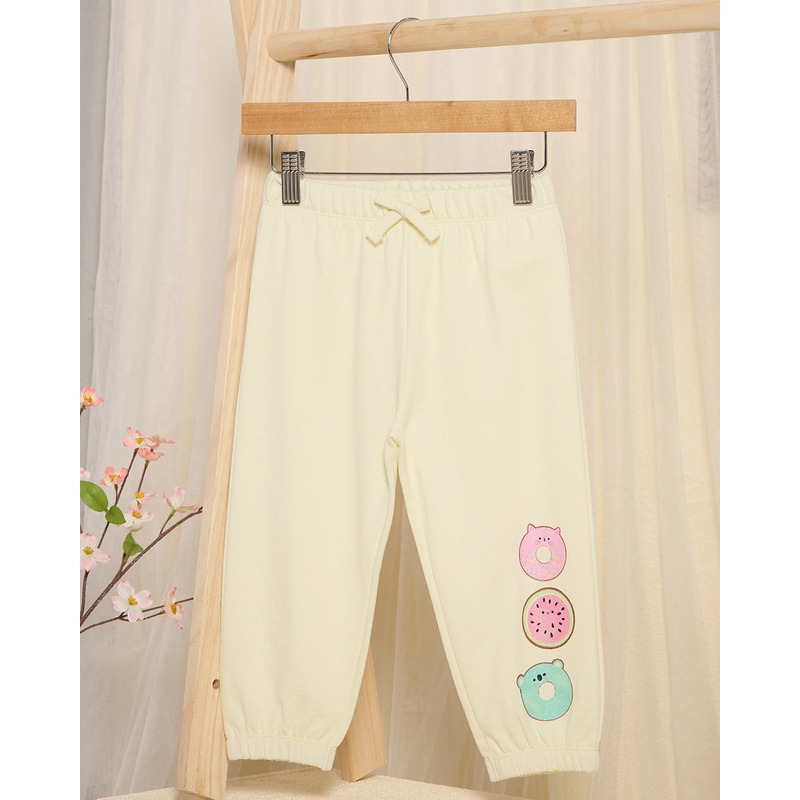 Infant Girls Yellow Printed Joggers