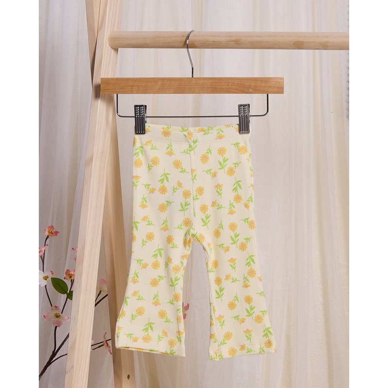 Infant Girls Yellow Printed Leggings