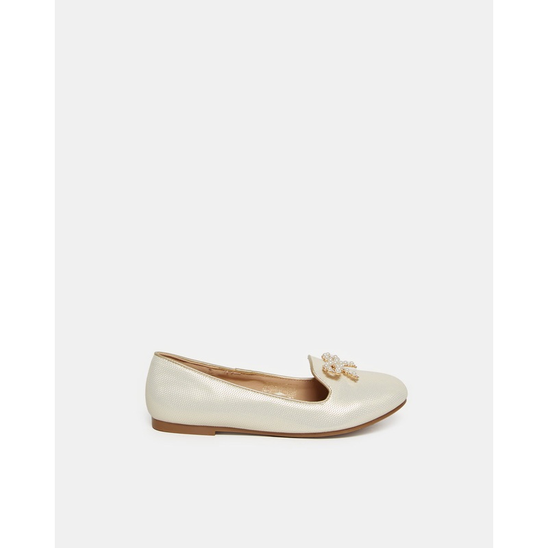 Senior Girls Cream Bow Embellished Ballerina