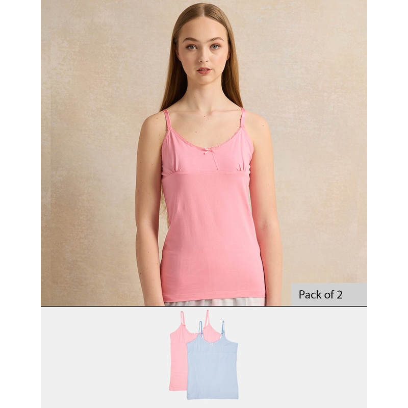 Senior Girls Pink And Blue Vest Set (Pack Of 2)