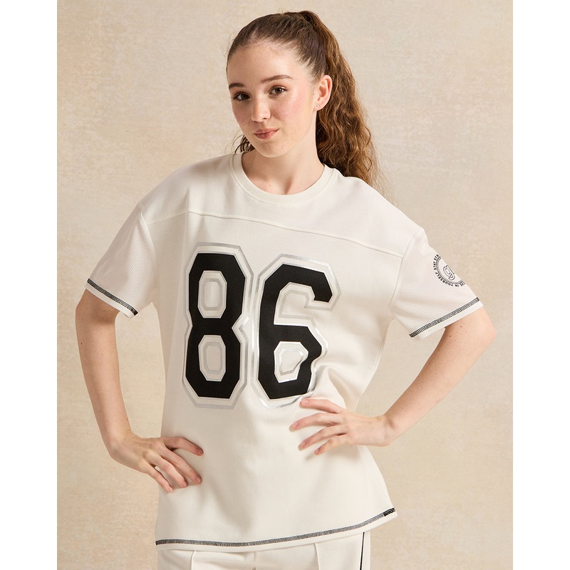 Senior Girls White Printed  Oversize T-shirt