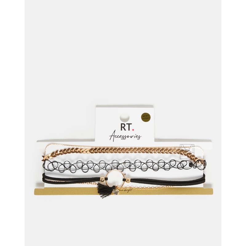 Women Gold Embellished Choker Set (Pack of 5)