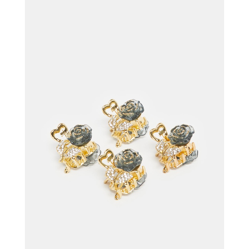 Women Gold Embellished Hair Clip (Pack of 4)