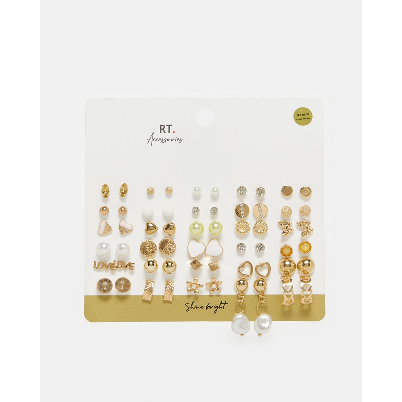 Women Gold Embellished Studs (Pack of 30)