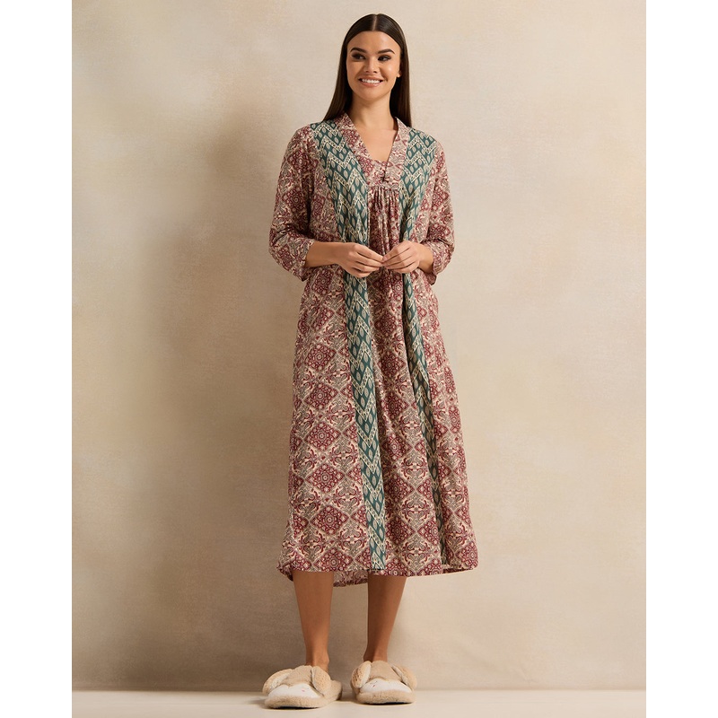 Women Multicolour Border Combo Nightgown