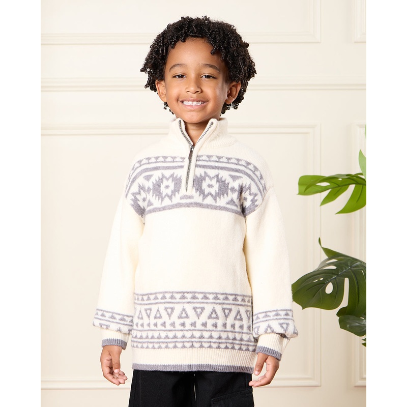 Boys White Printed Jumper|2-3 Years|3-4 Years|4-5 Years|5-6 Years|6-7 Years|7-8 Years