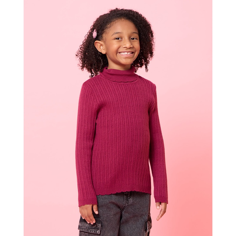 Girls Burgundy Knitted Pullover