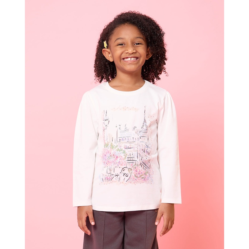 Girls Ivory Embellished T-Shirt
