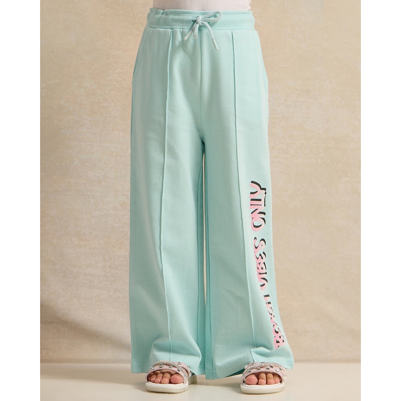 Girls Mint Printed Wide Leg Active Pants
