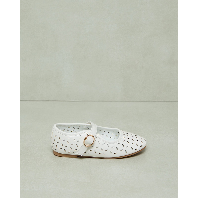 Girls White Laser Cut Ballerina