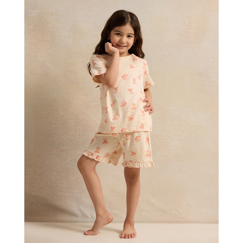 Girls Yellow BearPrinted Set (2 Piece)