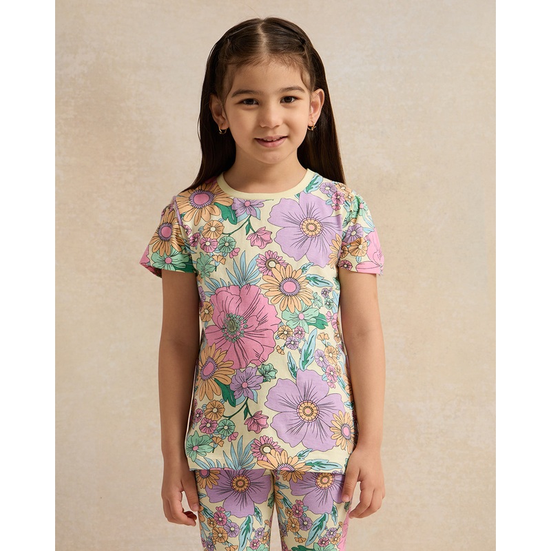 Girls Yellow Floral T-Shirt|2-3 Years|3-4 Years|4-5 Years|5-6 Years|6-7 Years|7-8 Years