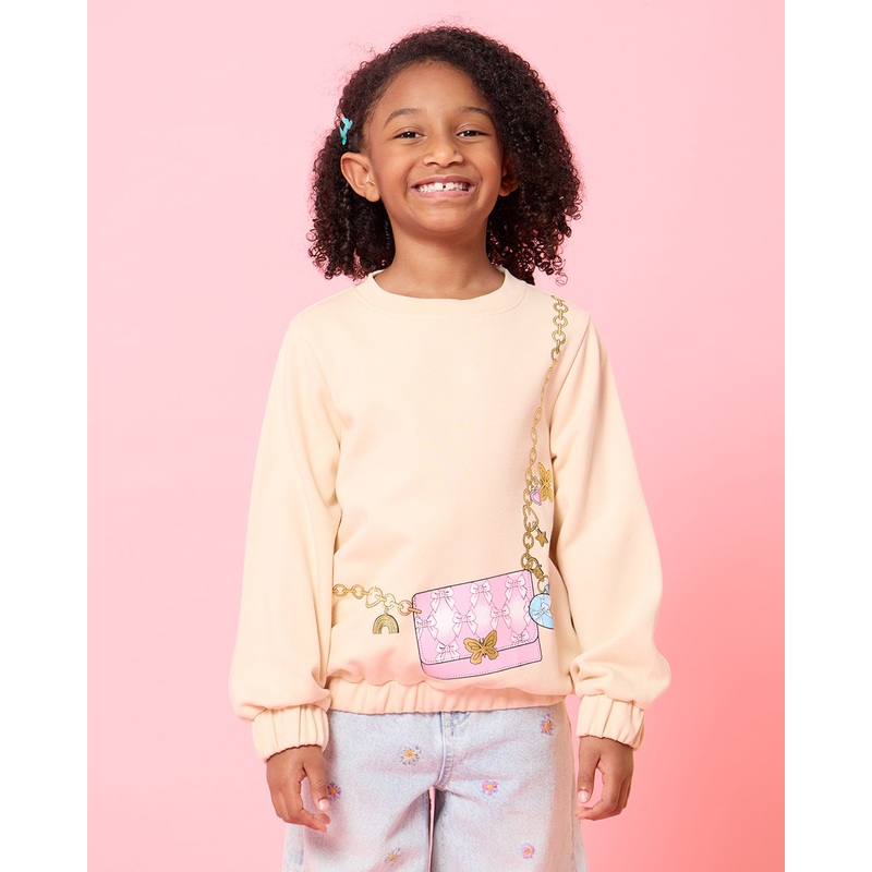 Girls Yellow Printed Sweatshirt