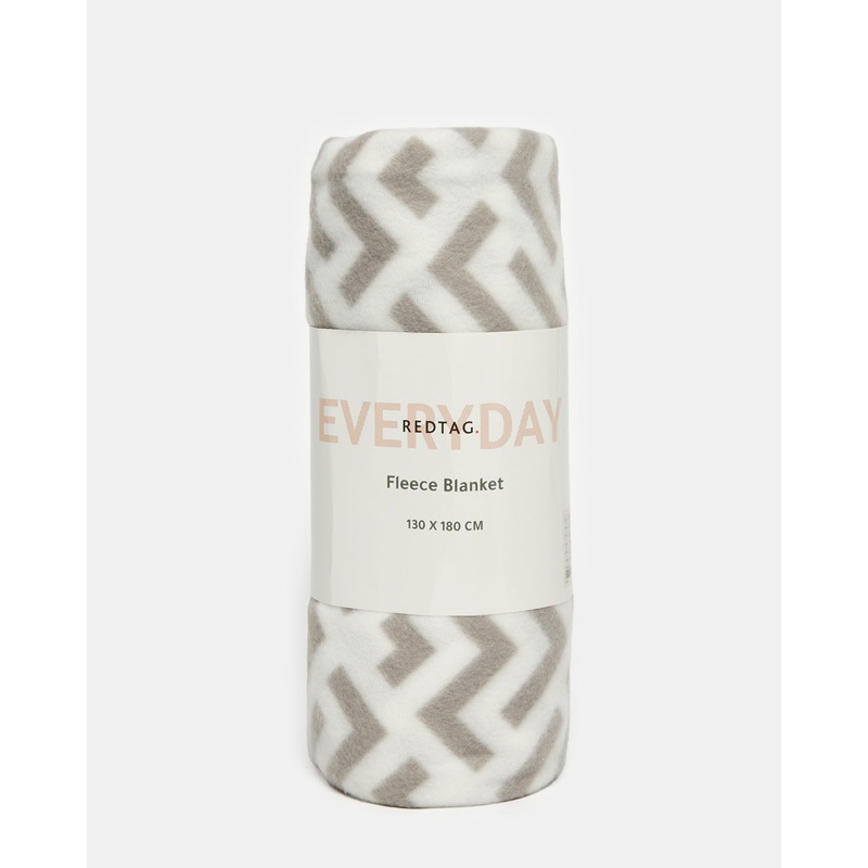 Grey Printed Fleece Blanket (Single Size)