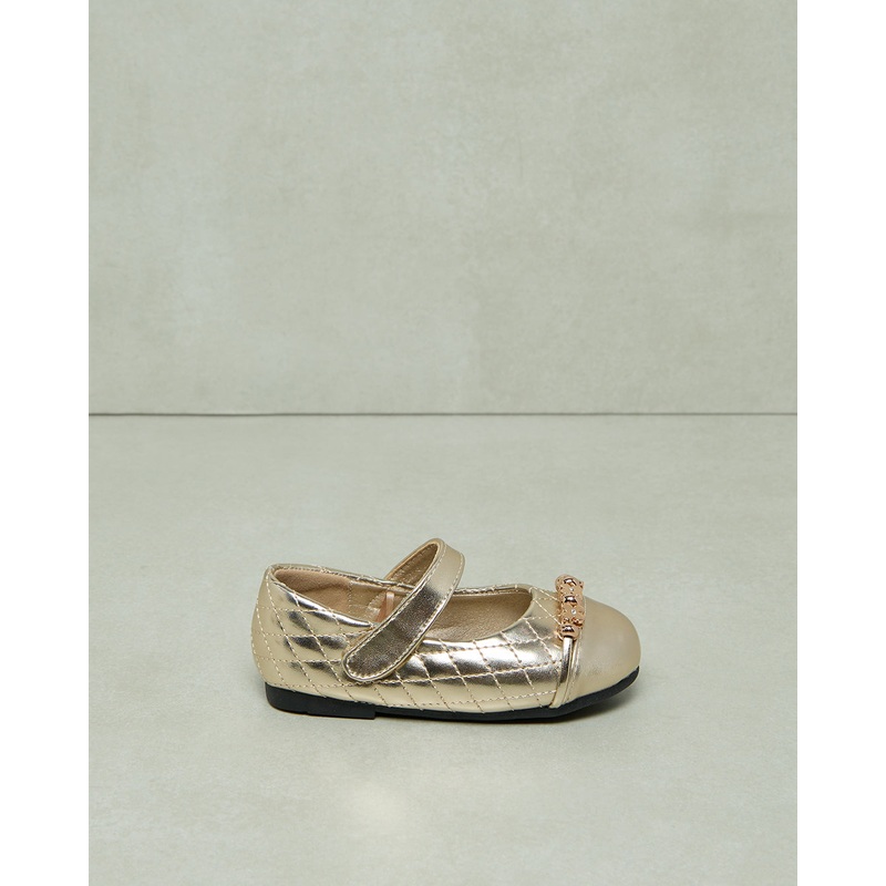 Infant Girls Gold Strap Ballerina