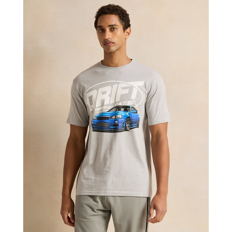 Men Grey Drift Print T-Shirt|Small|Medium|Large|X-Large|XX-Large