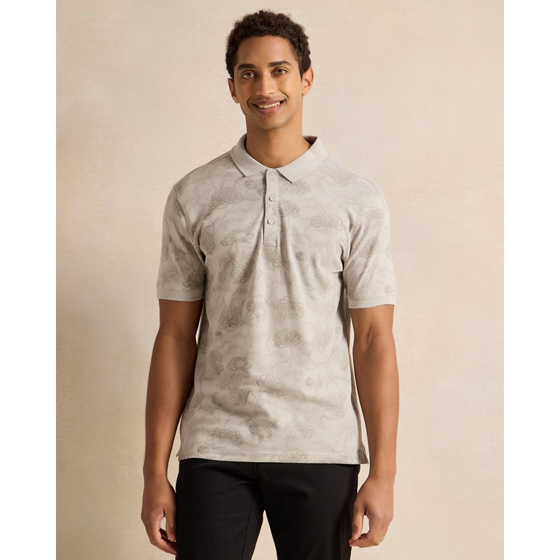 Men Grey Printed Polo Shirt|Small|Medium|Large|X-Large|XX-Large