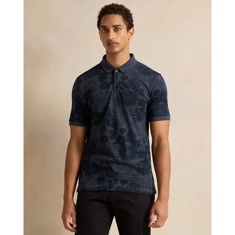 Men Navy Printed Polo Shirt|Small|Medium|Large|X-Large|XX-Large