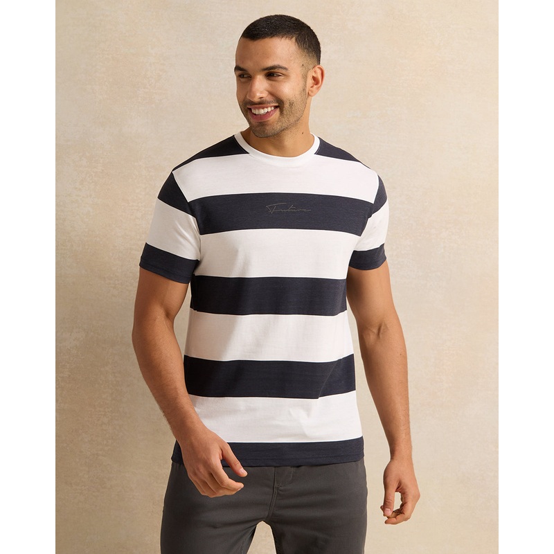 Men White Striped T-Shirt|Small|Medium|Large|X-Large|XX-Large