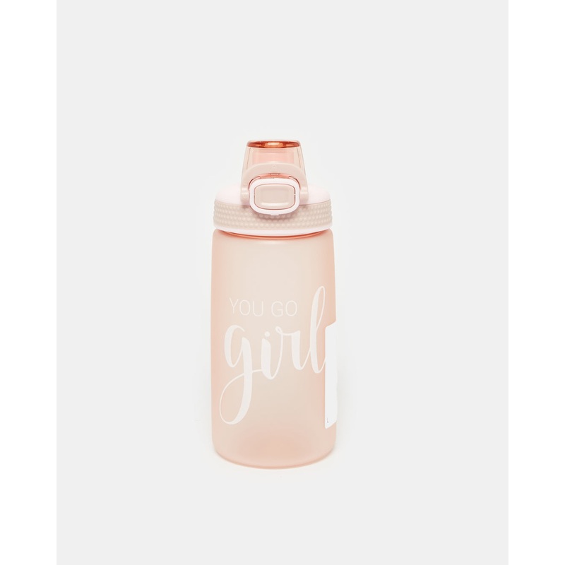 Pink Yo Go Girl Print Water Bottle (550ml)