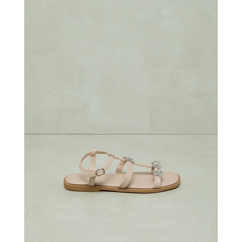 Senior Girls Beige Embellished Sandal