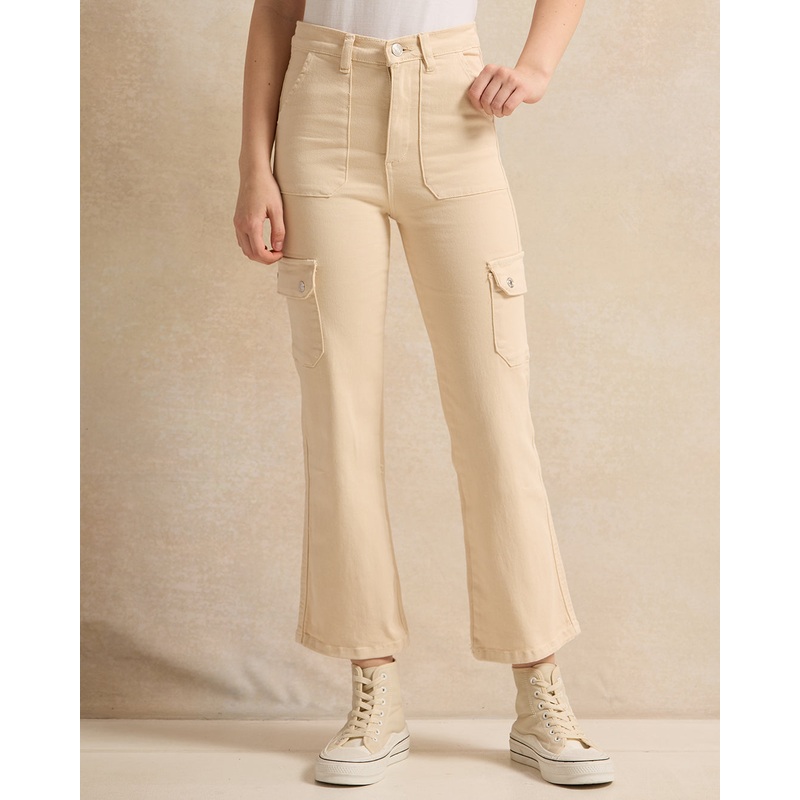 Senior Girls Beige Flared Jeans