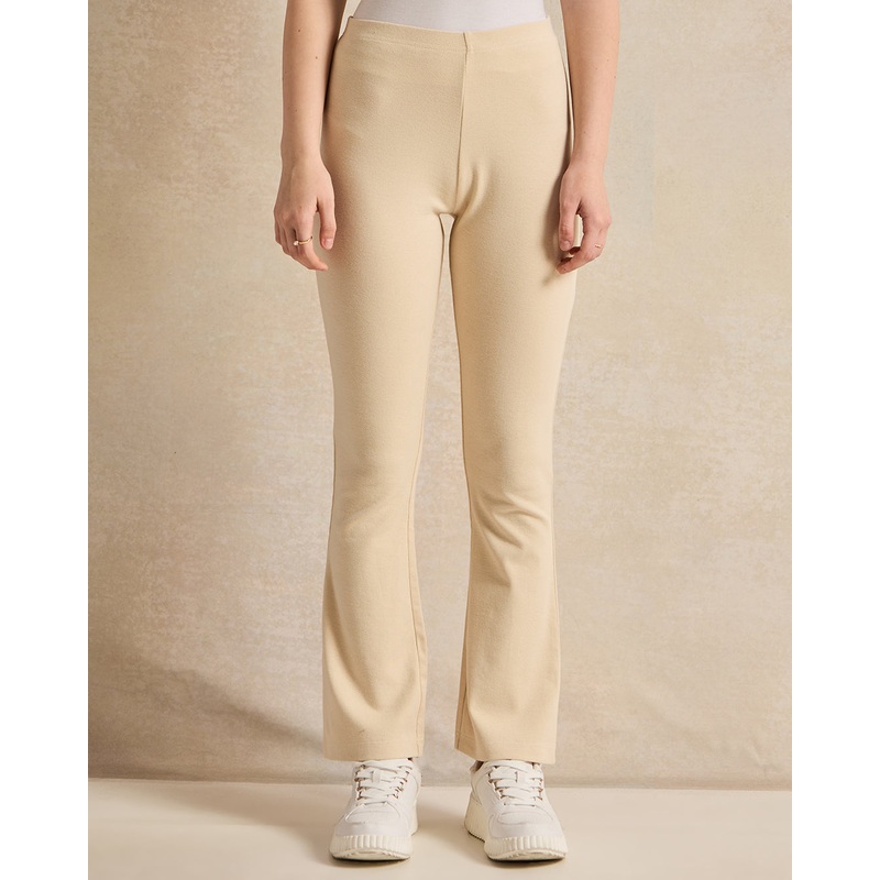 Senior Girls Beige Flared Leggings