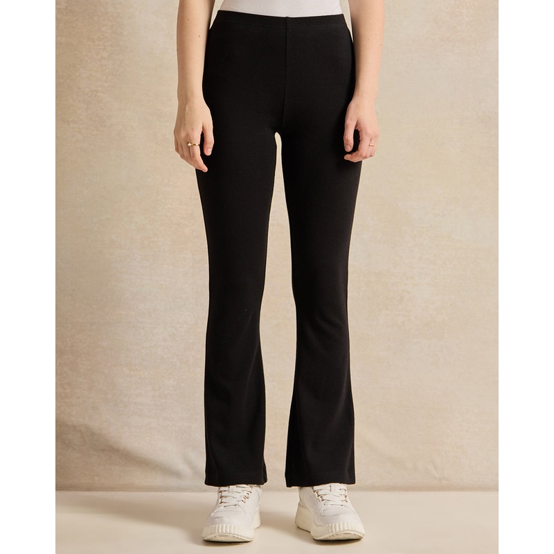 Senior Girls Black Flared Leggings
