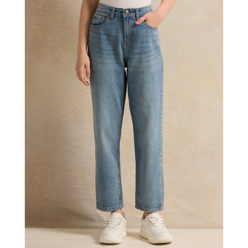 Senior Girls Blue Mom Fit Jeans