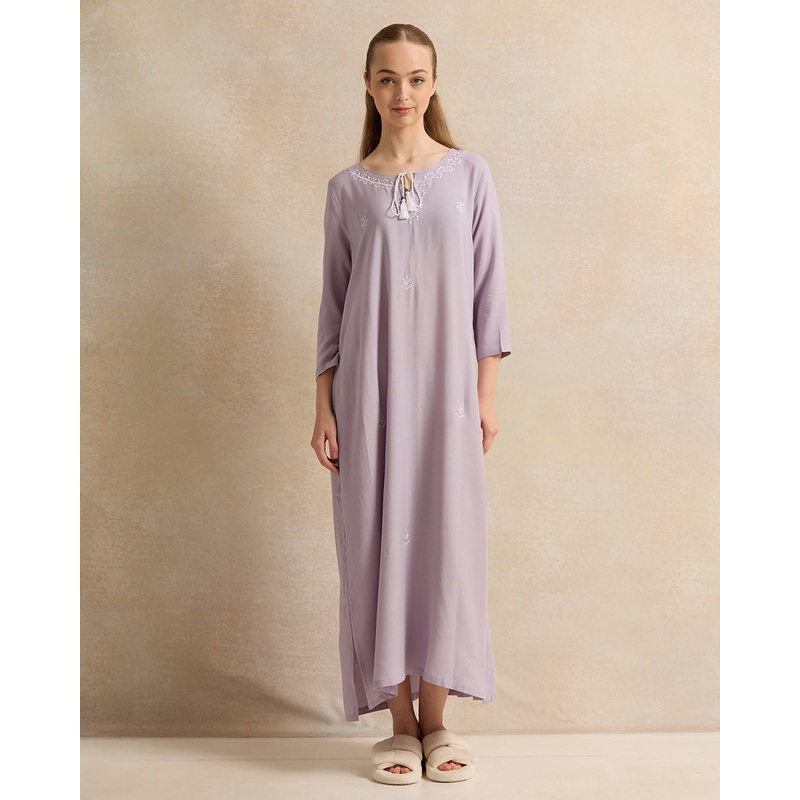 Senior Girls Lilac Embroidered Nightgowns