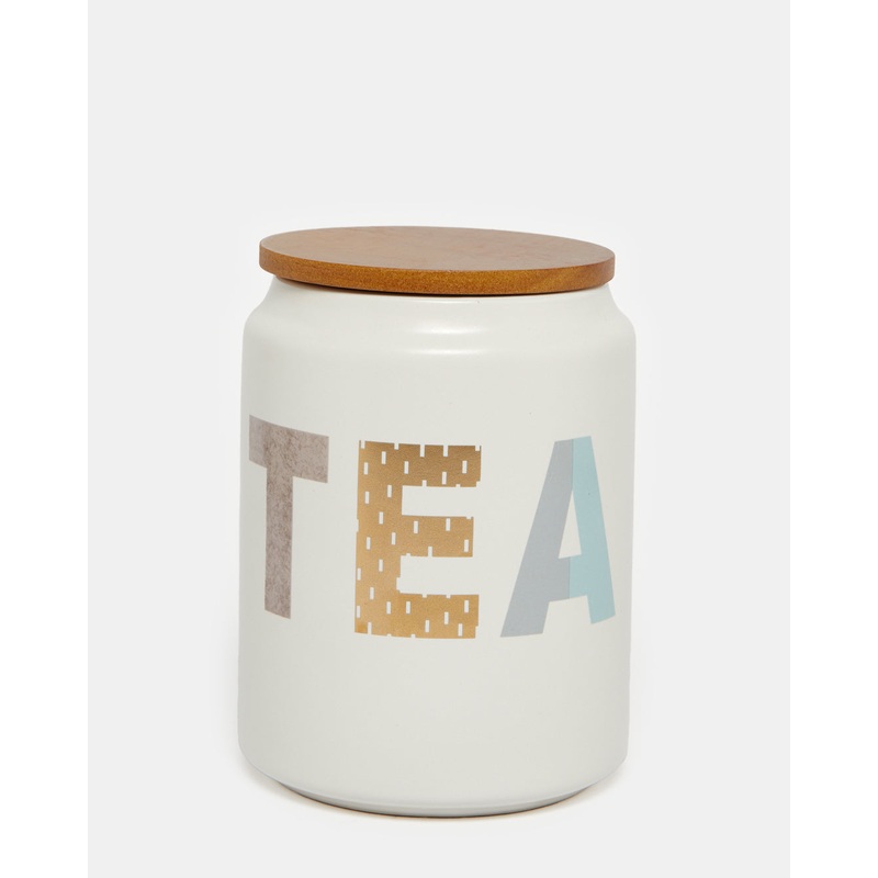 White Tea Canister With Wooden Cover (28 oz)