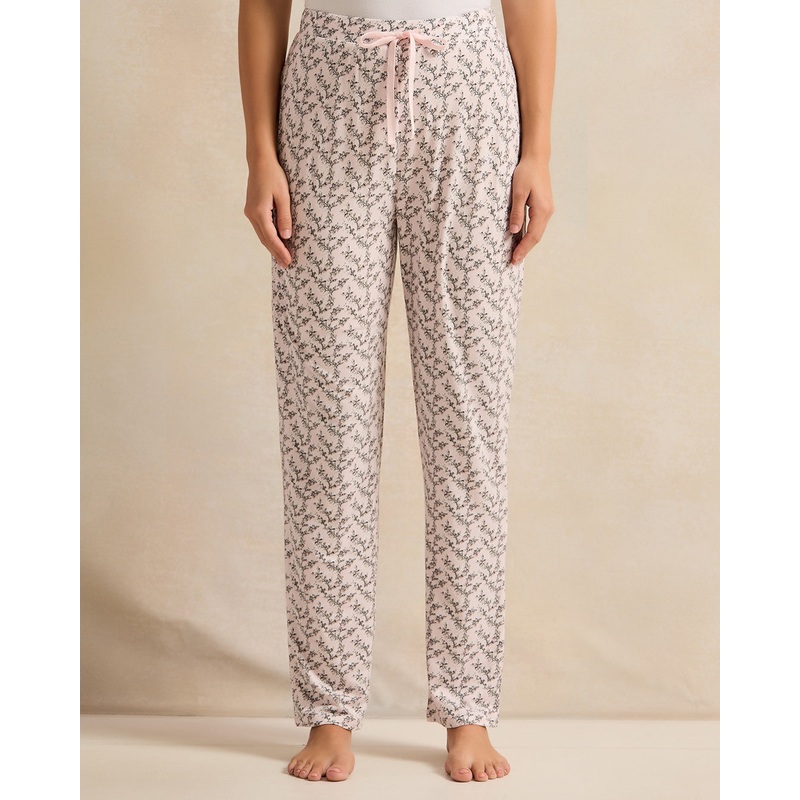 Women Pink Flower Table Pajama Bottom
