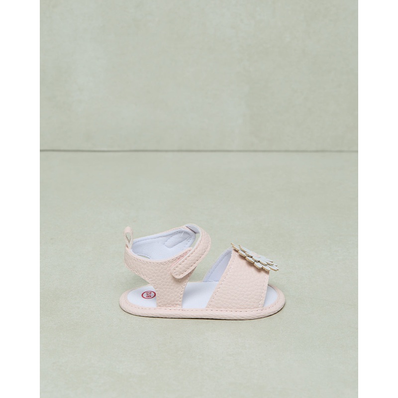 Baby Pink With Flower Patch Pram Shoe
