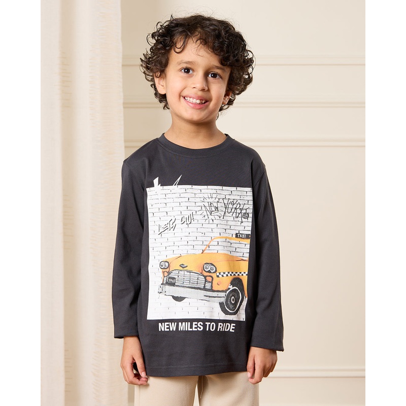 Boys Charcoal Let’s Go Print T-Shirt