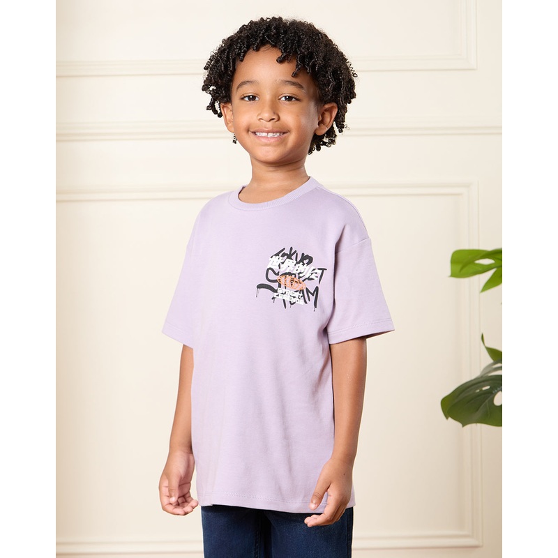Boys Lilac Printed T-Shirt|2-3 Years|3-4 Years|4-5 Years|5-6 Years|6-7 Years|7-8 Years