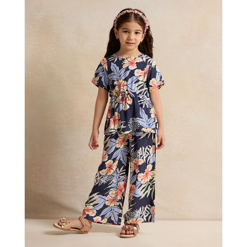 Girls Black Printed Casual Set (2 Piece)