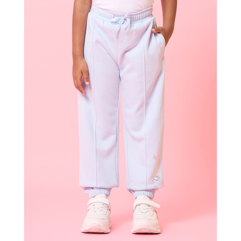 Girls Blue Printed Active Track Pants