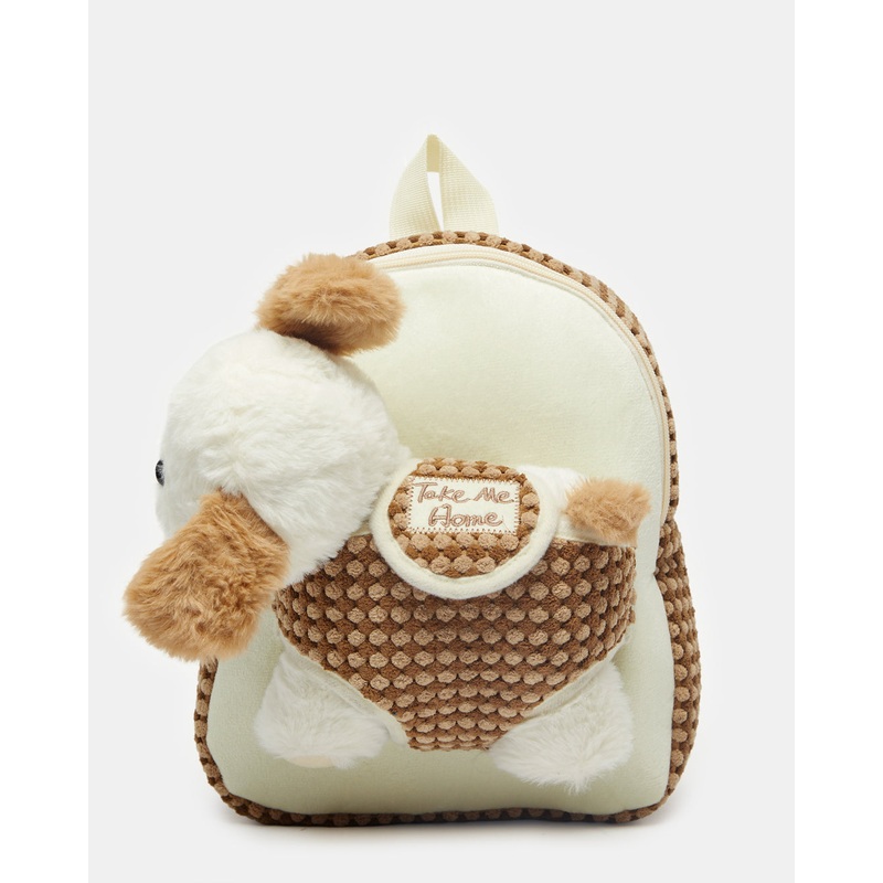 Girls Brown Fur Backpack