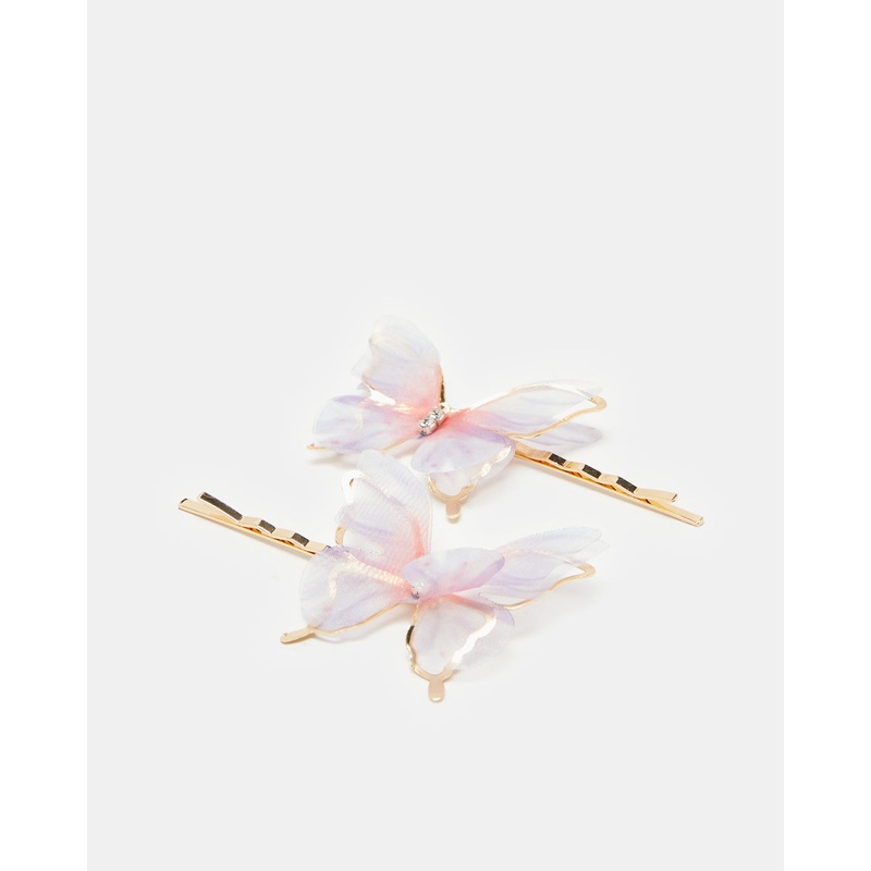 Girls Gold Butterfly Embellished Hair Clip (Pack of 2)