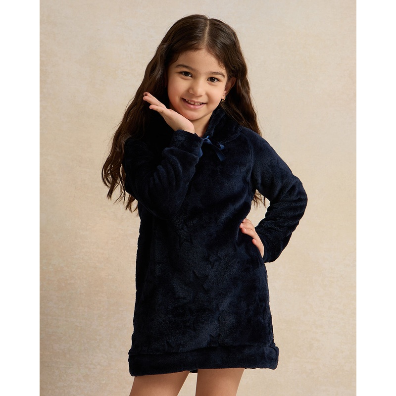 Girls Navy Hooded Nightshirt|2-3 Years|3-4 Years|4-5 Years|5-6 Years|6-7 Years|7-8 Years