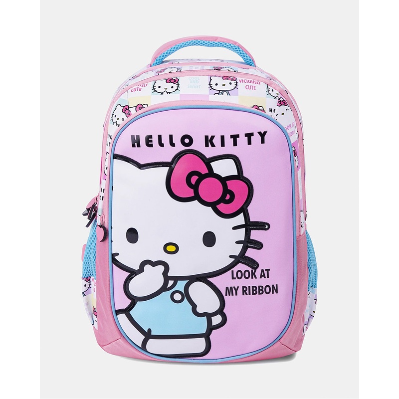 Girls Pink And Blue Hello Kitty School Backpack (16 Inch)