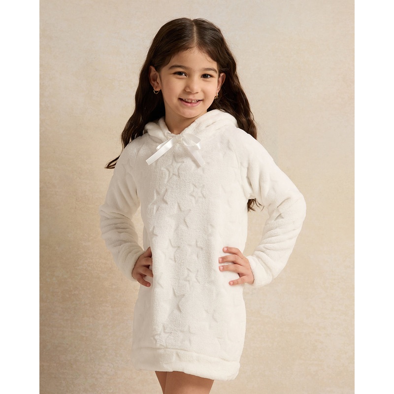 Girls White Hooded Nightshirt|2-3 Years|3-4 Years|4-5 Years|5-6 Years|6-7 Years|7-8 Years
