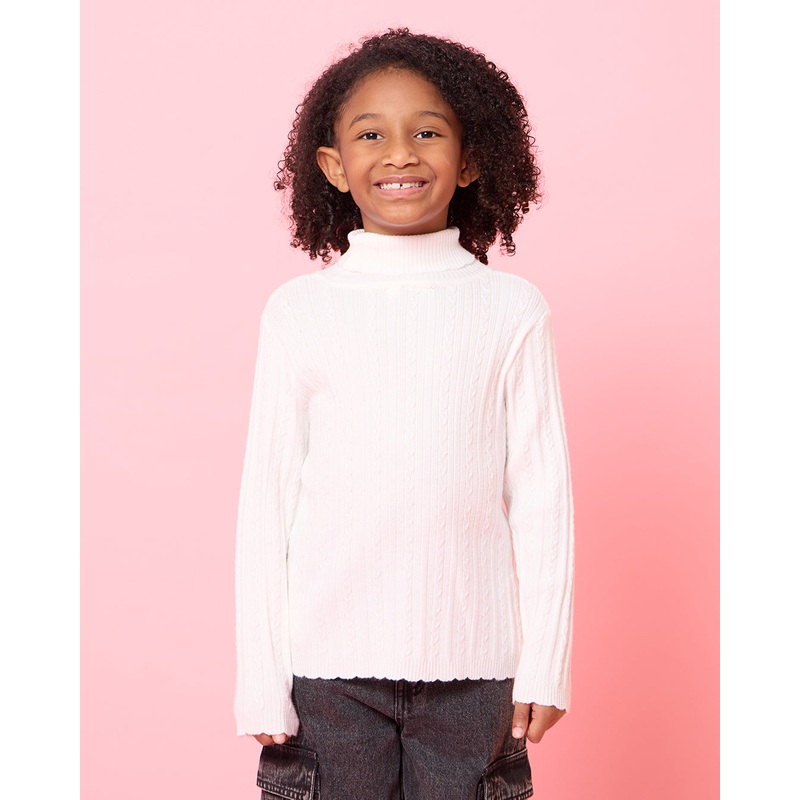 Girls White Knitted Pullover|2-3 Years|3-4 Years|4-5 Years|5-6 Years|6-7 Years|7-8 Years