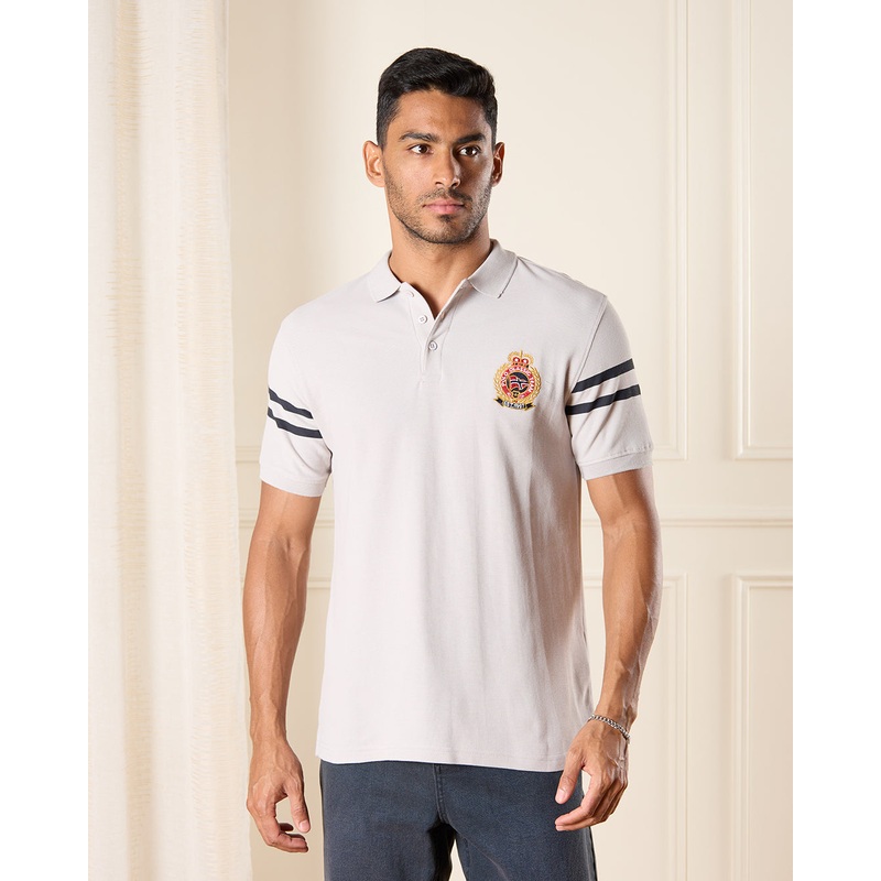 Men Grey Badge Polo Shirt|Small|Medium|Large|X-Large|XX-Large